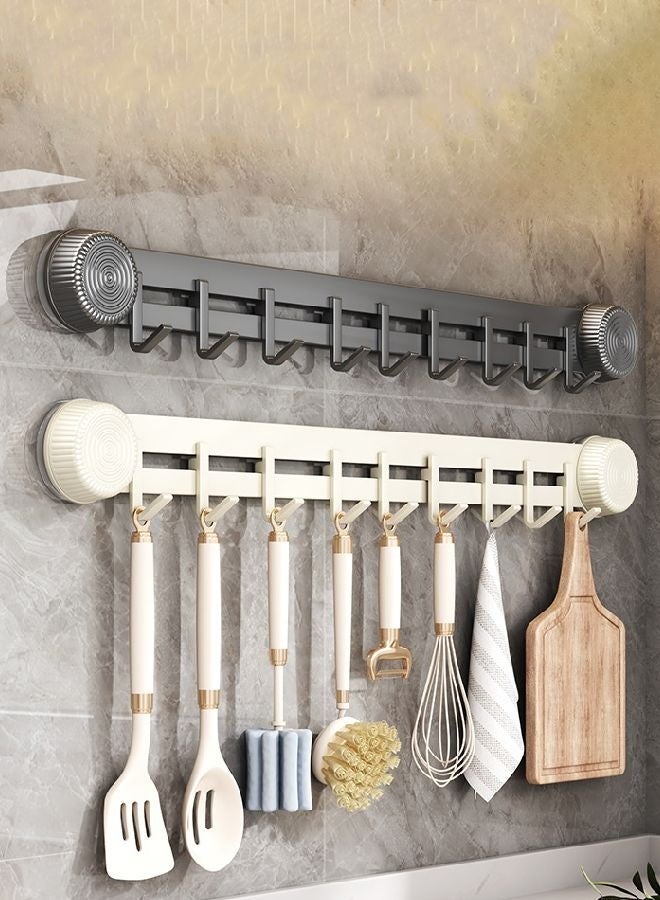 Over the Door Hook Rack with 9 Hooks, Versatile Suction Cup Door Hanger for Coats, Towels, Bags, Keys, Ideal for Bathroom, Kitchen， Bedroom, Behind Back of Door Grey - Image 3